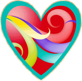 Gif animé coeur multicolors